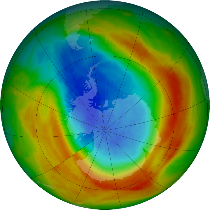 Antarctic ozone map for 24 October 1988